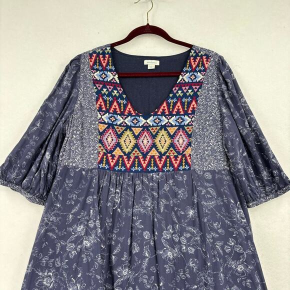 Sundance Talulah Tiered Dress Size L Bohemian Floral Aztec Embroidered Western - Picture 3 of 13